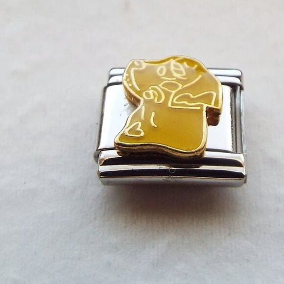 Enamel yellow lab dog face 9mm stainless steel italian charm bracelet link new - Picture 1 of 2